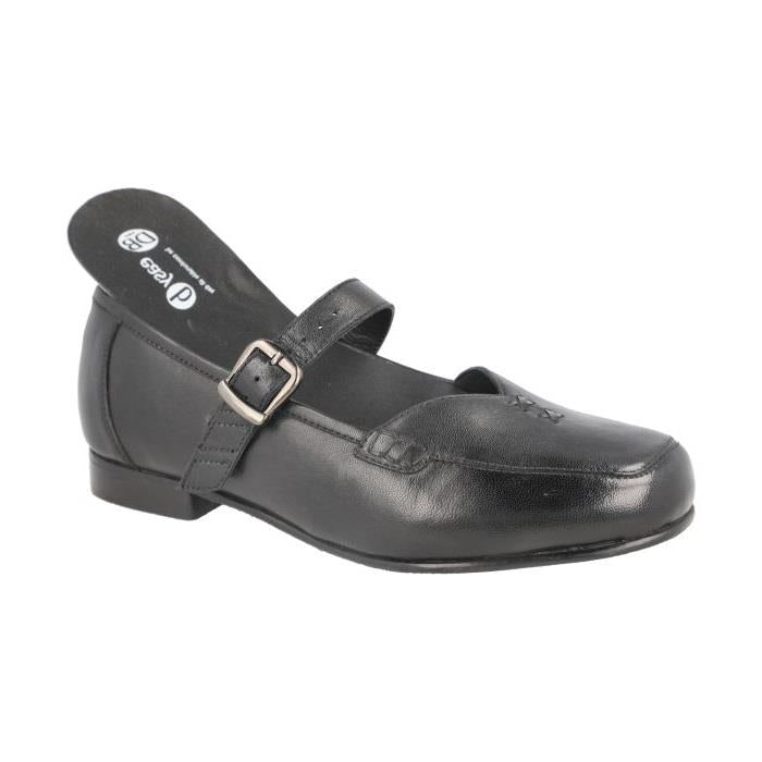 Women's Wide Fit DB Fowey Shoes in Black Leather / Patent - Image 11