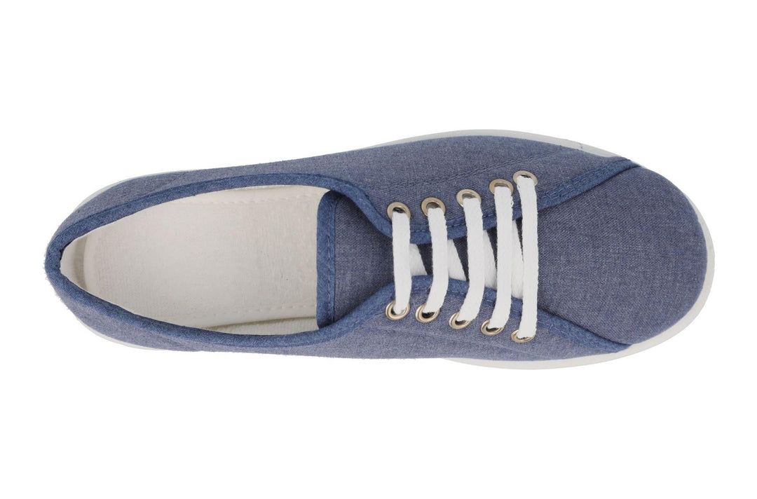 Womens Wide Fit DB Anthea Canvas Shoes in Denim Blue - Image 4