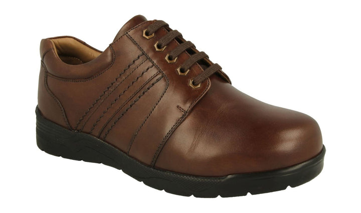 Mens Wide Fit DB Derek Shoes in Black Leather - Image 1