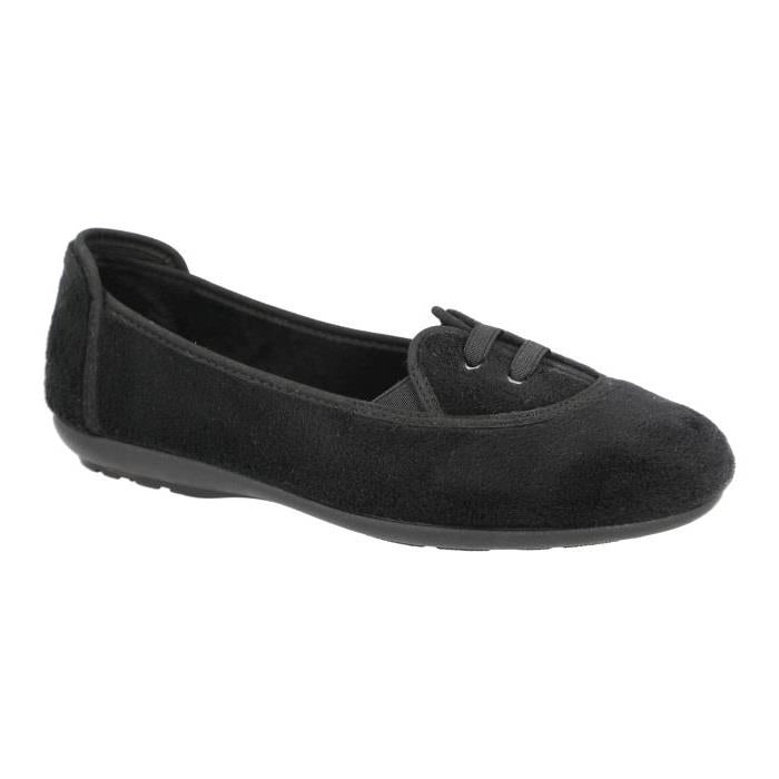 Women's Wide Fit DB Kent Slippers in Black Velour - Image 3