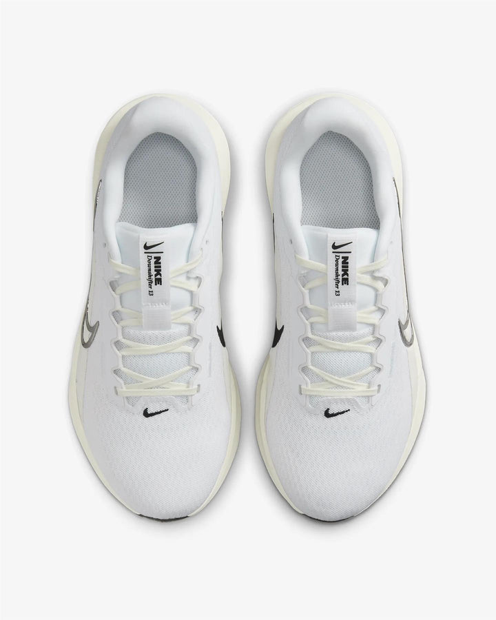 Women's Wide Fit Nike FZ3088-100 Downshifter 13 Trainers in White Plantinum/Tint - Image 1