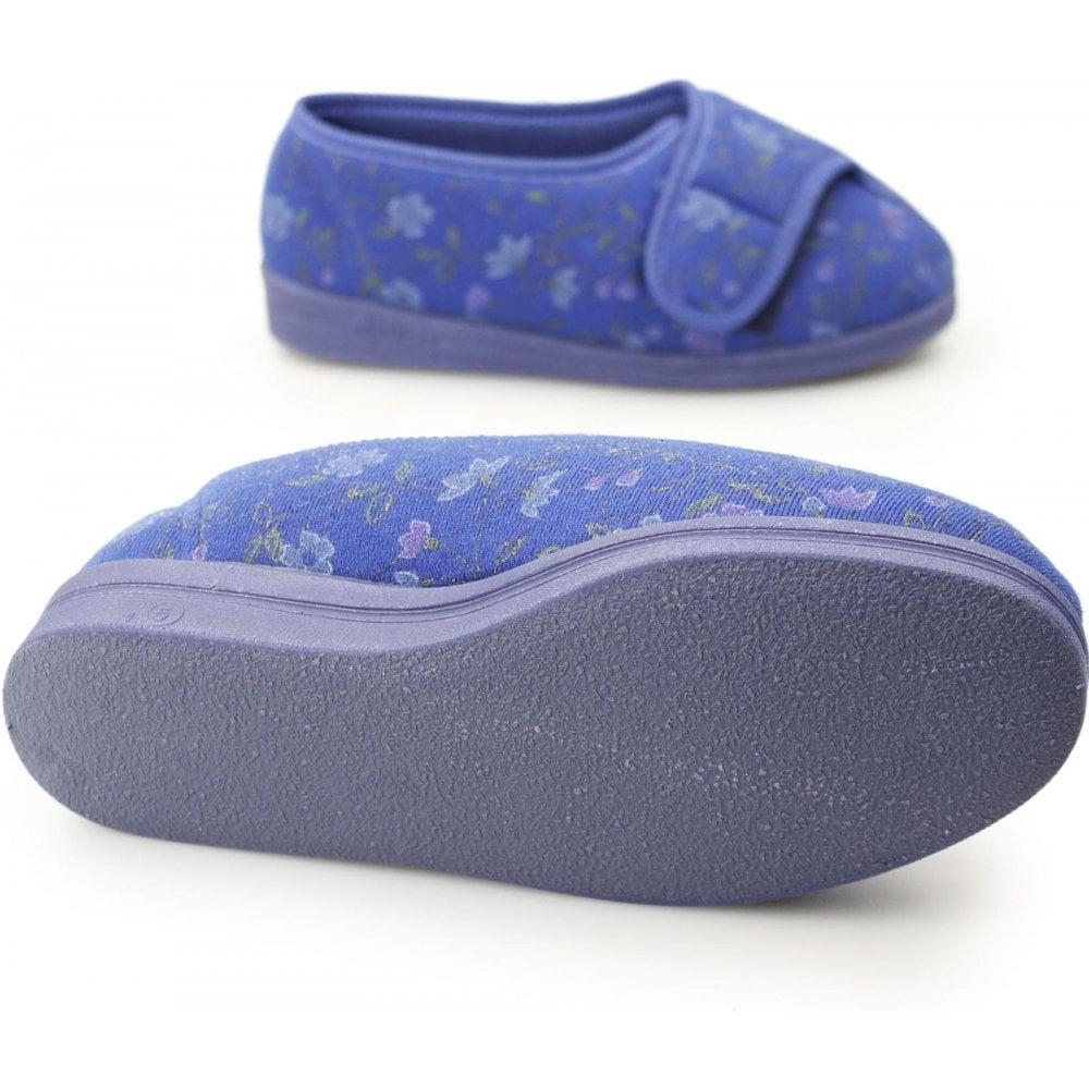Women's Wide Fit Comfylux LS442C Diana Slippers in Blue Floral - Image 5