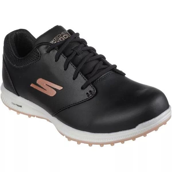 Women's Wide Fit Skechers 123027 Go Golf Elite 4 Hyper Golf Trainers in Black/Rose Gold - Image 3