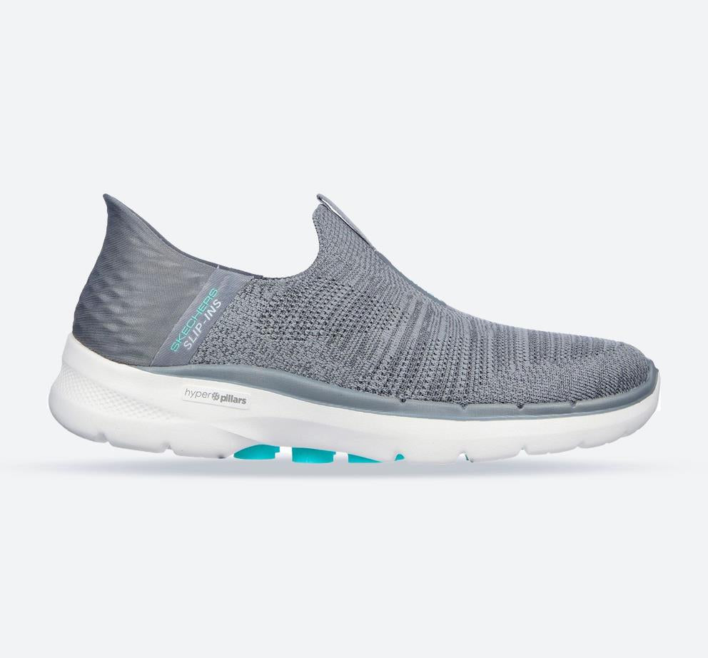 Women's Wide Fit Skechers 124569 Slip-ins GO WALK 6 Fabulous View Trainers - Grey in Grey - Image 1