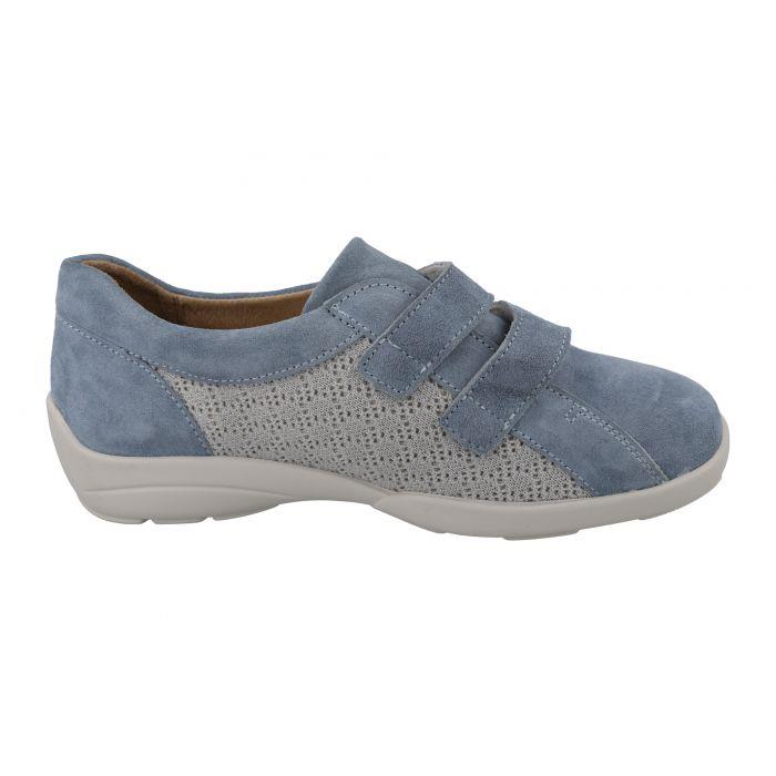 Women's Wide Fit DB Hummingbird Shoes in Blue Suede - Image 4