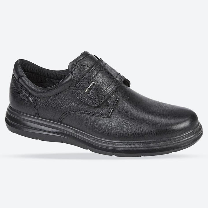 Men's Wide Fit Roamers M337 Touch Fastening Shoes - Black Leather in Black Leather - Image 1
