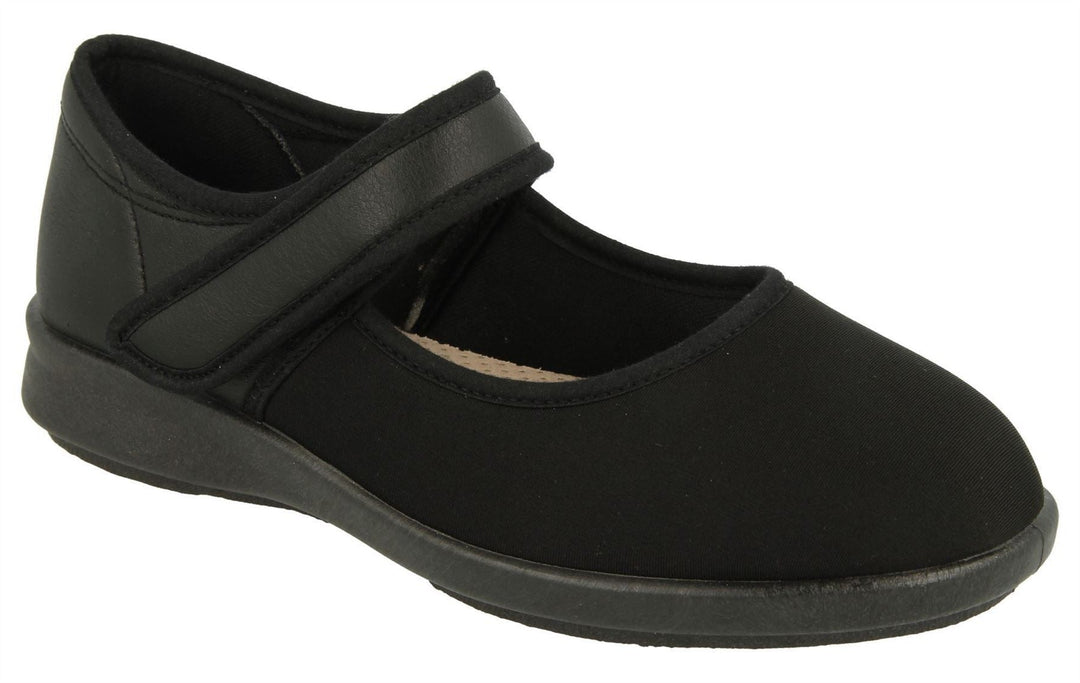 Womens Wide Fit DB Eve Shoes in Black / Stretch - Image 4