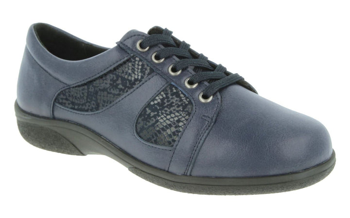Womens Wide Fit DB Jazz Lace Shoes in Black Synthetic - Image 1