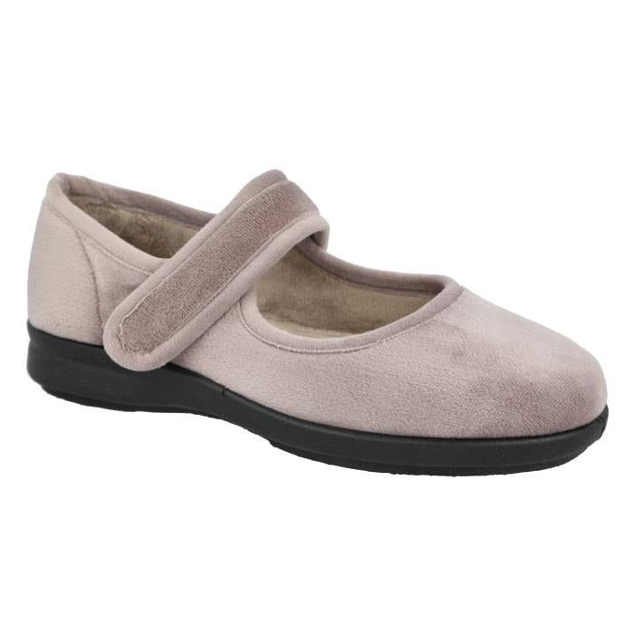 Women's Wide Fit DB Trilby Slippers in Sky Blue Velour - Image 1