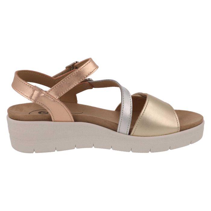 Women's Wide Fit DB Honor Sandals in Gold / Bronze / Silver Leather - Image 1