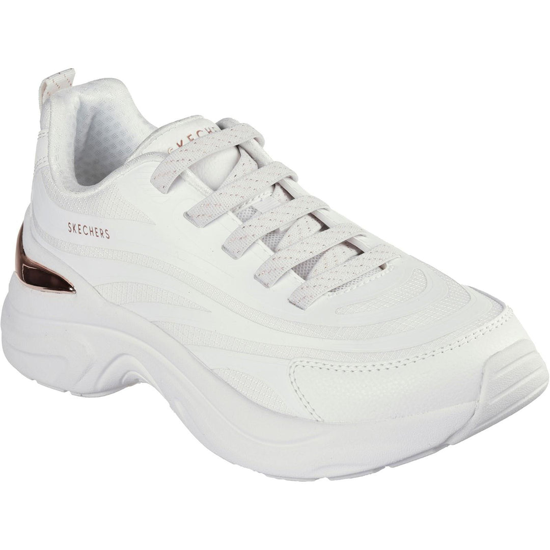 Women's Wide Fit Skechers 177575 Hazel Step N Flow Trainers in White - Image 3