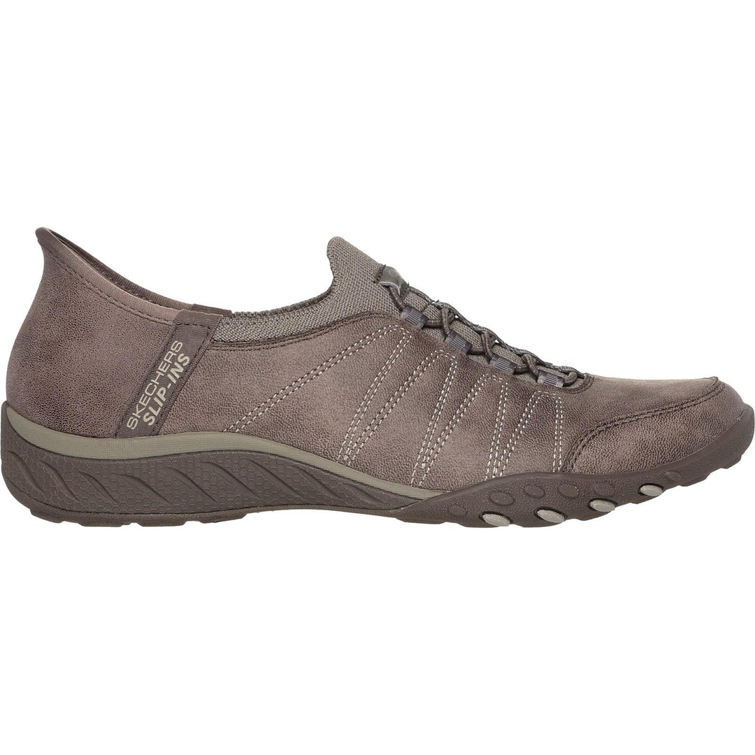 Women's Relaxed Fit Skechers 100615 Slip-ins Breathe Easy Home Body Shoes in Dark Taupe - Image 2