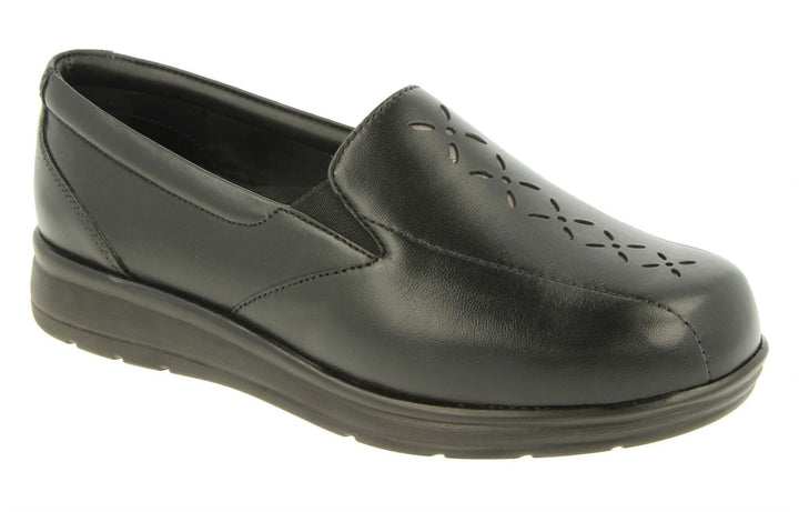 Womens Wide Fit DB Cameron Shoes in Black Leather - Image 1