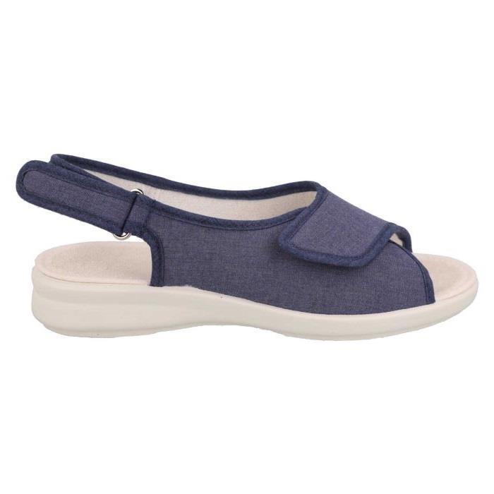 Women's Wide Fit DB Lobelia Sandals in Denim Blue Canvas - Image 2
