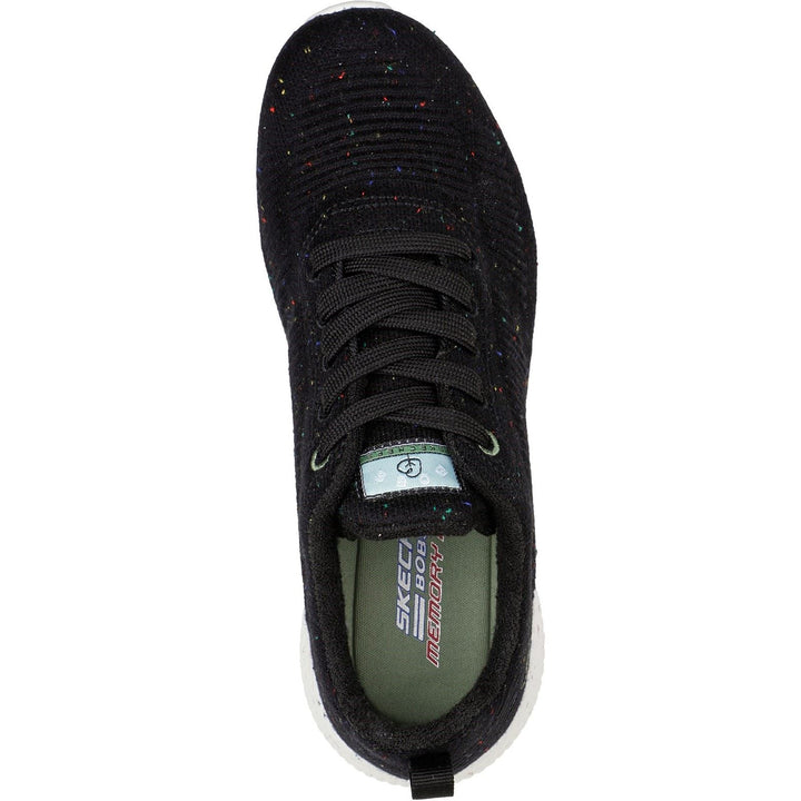 Women's Wide Fit Skechers 117282 Bobs Squad Reclaim Life Trainers - Black in Black - Image 1