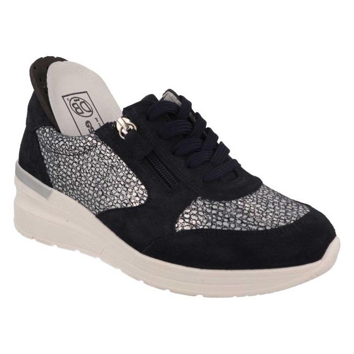 Women's Wide Fit DB Bilberry Trainers in Navy Suede - Image 1