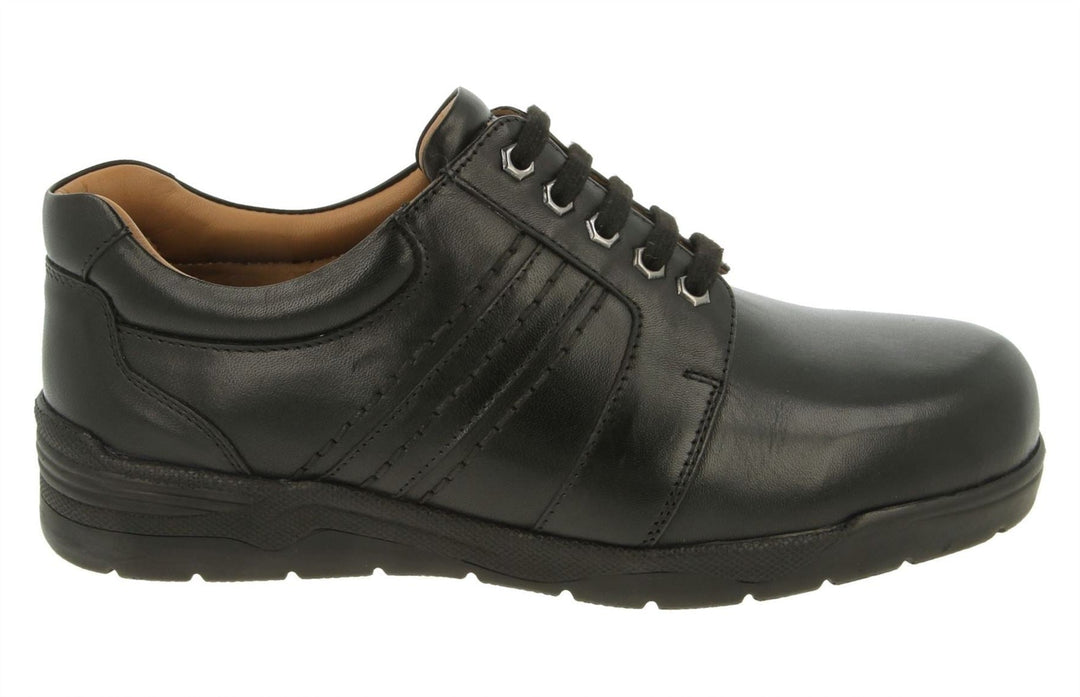 Mens Wide Fit DB Derek Shoes in Black Leather - Image 2
