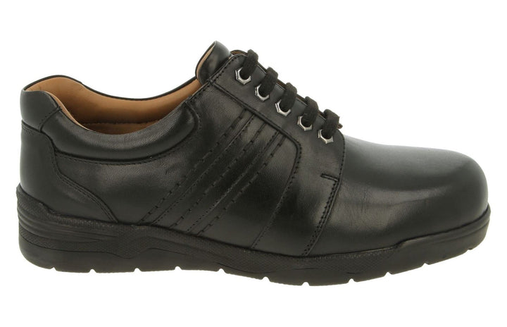 Mens Wide Fit DB Derek Shoes in Black Leather - Image 1