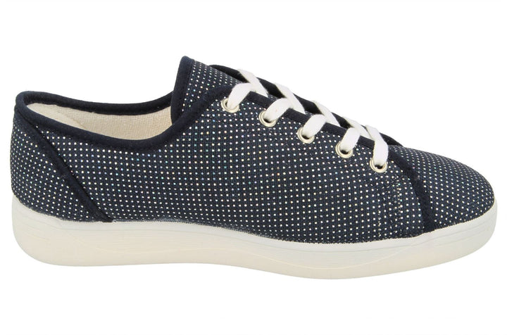 Womens Wide Fit DB Tampa Canvas Shoes in Navy - Image 1