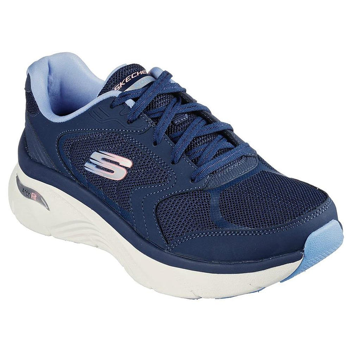 Women's Wide Fit Skechers 149686 Relaxed Fit Arch Fit D'lux Trainers in Navy/Blue - Image 1