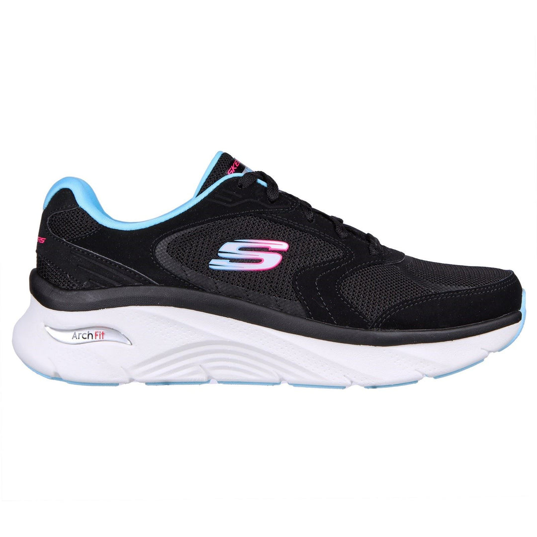 Women's Wide Fit Skechers 149686 Arch Fit D'Lux Trainers - Black/Blue in Black/Blue - Image 2