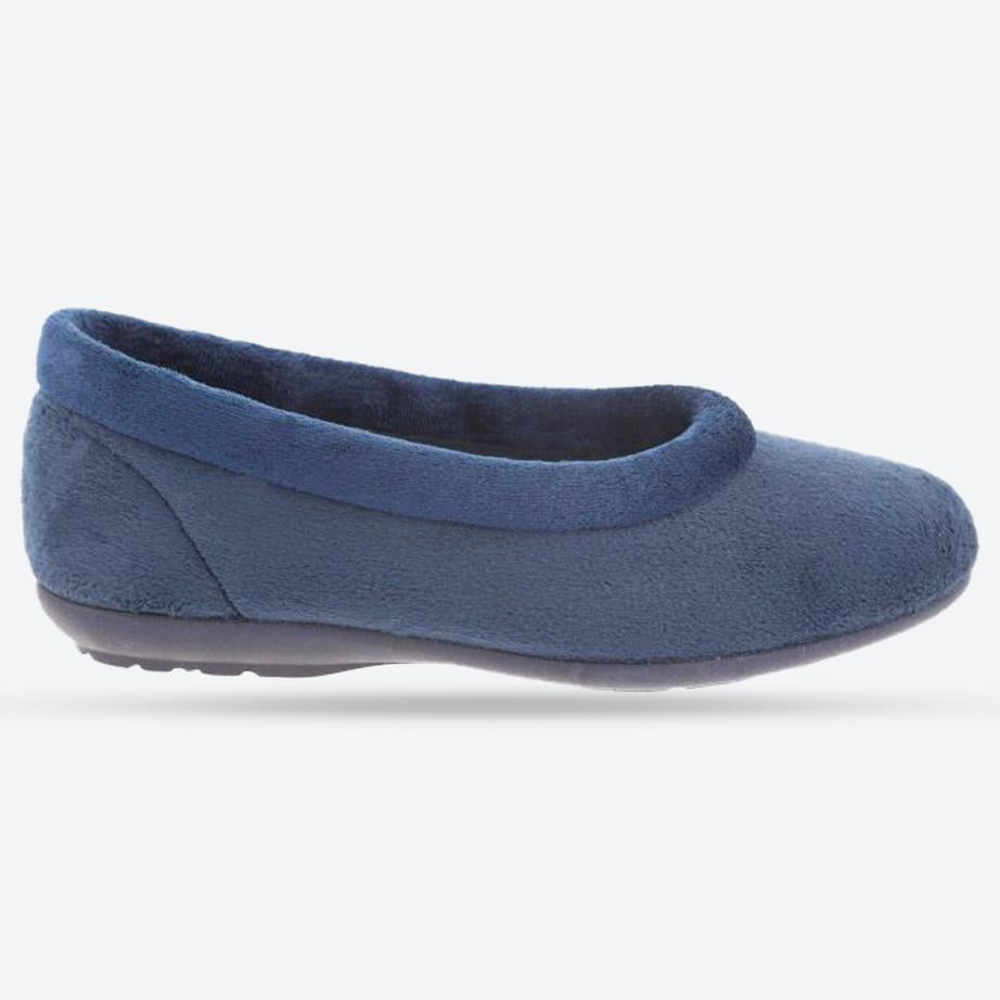Women's Wide Fit DB Jade Slippers in Green Velour - Image 1