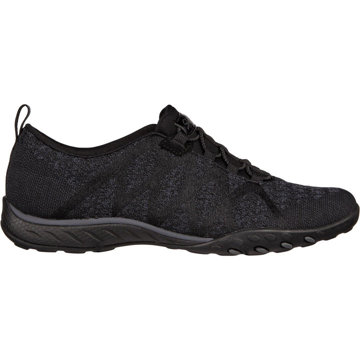 Women's Wide Fit Skechers 100301 Relaxed Fit Breathe Easy Infi Knity Trainers - Black in Black - Image 1