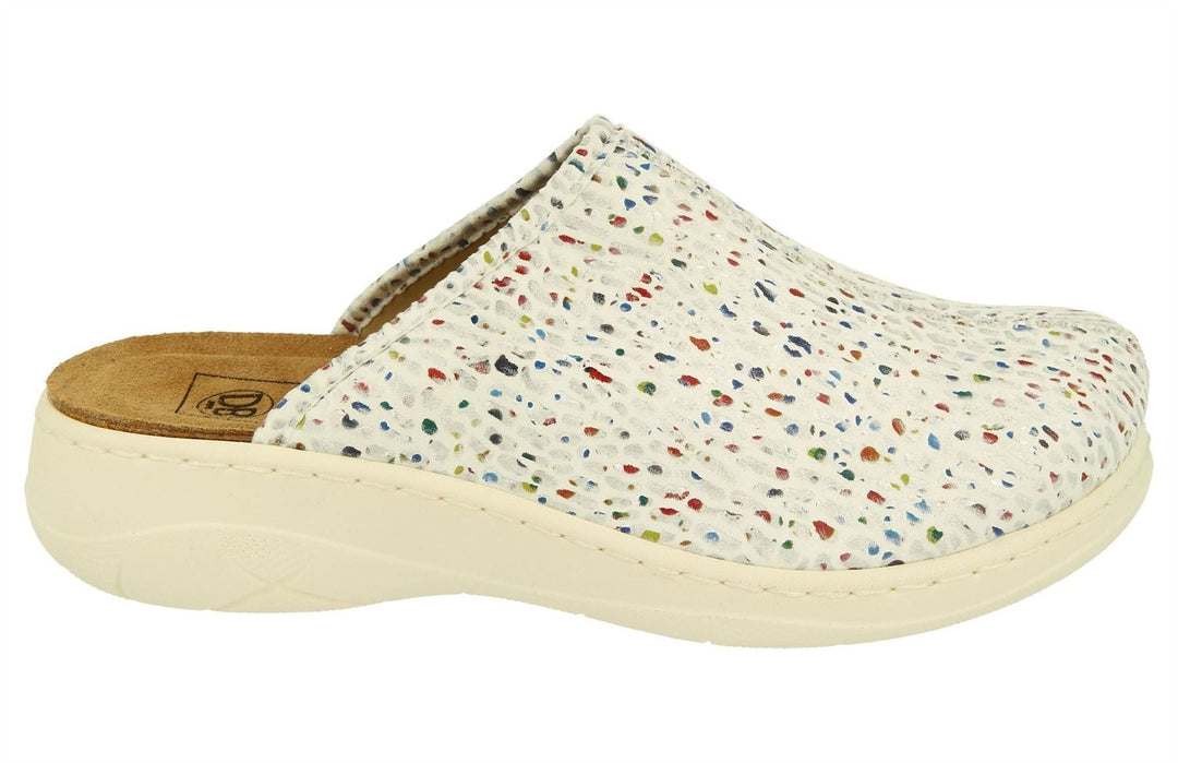 Womens Wide Fit DB Saffron Mules in White Textile - Image 6