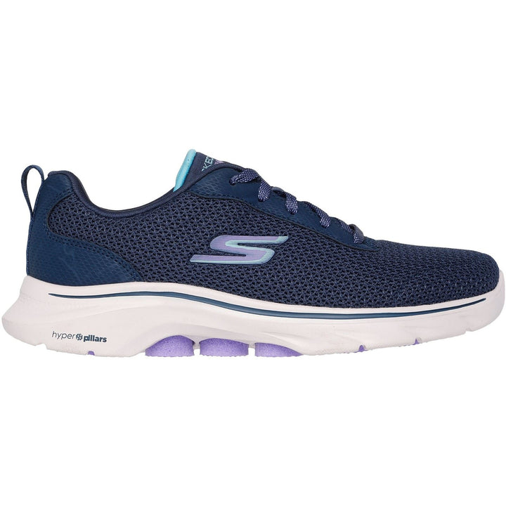 Women's Wide Fit Skechers 125263 Go Walk 7 Kaylor Trainers in Navy/Purple - Image 1