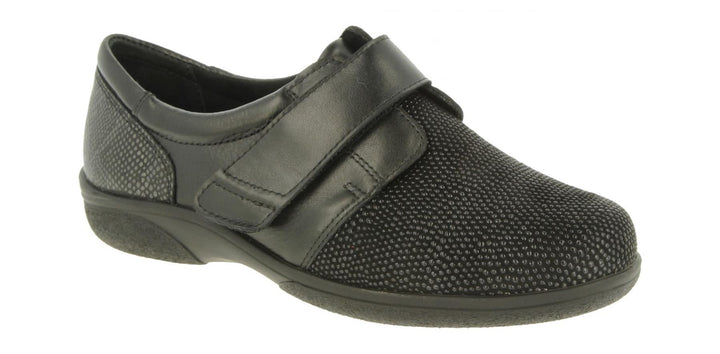 Womens Wide Fit DB Firecrest Shoes in Black / Stretch - Image 1