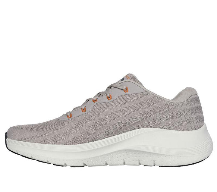 Men's Wide Fit Skechers 232701 Arch Fit 2.0 Road Wave Walking Trainers in Taupe/Orange - Image 1