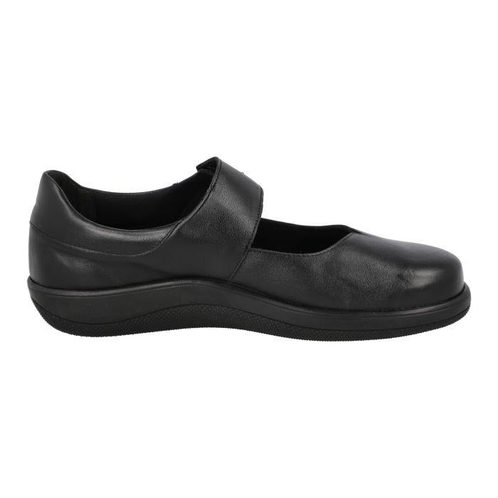 Women's Wide Fit DB Vista Shoes in Black Leather - Image 1
