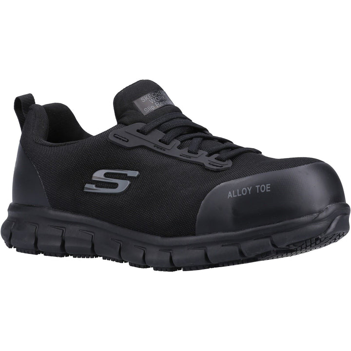 Women's Wide Fit Skechers 108041EC Sure Track Jixie Safety Trainers in Black - Image 1