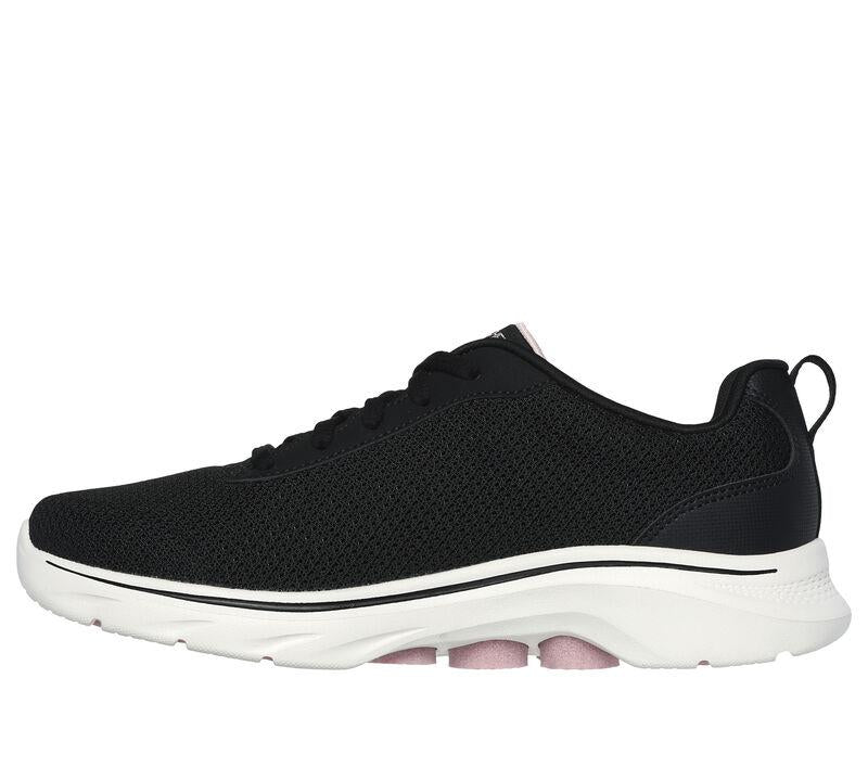 Women's Wide Fit Skechers 125207 Go Walk 7 Clear Path Trainers in Black/Pink - Image 4