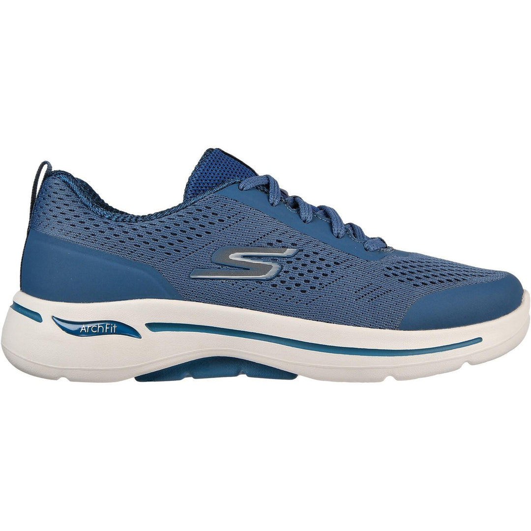 Women's Wide Fit Skechers 124404 Go Walk Arch Fit Motion Breez Trainers in Blue - Image 2