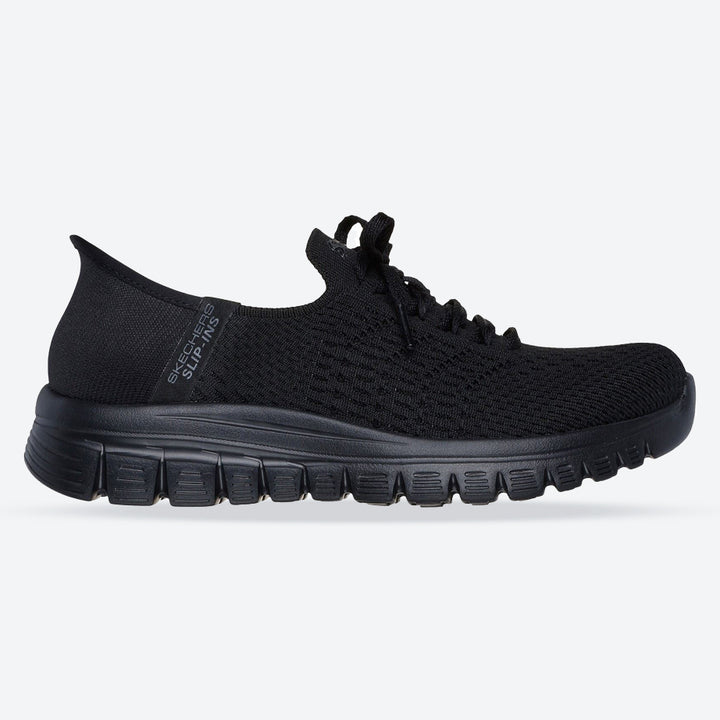 Women's Wide Fit Skechers 100736 Slip-ins Graceful First Blush Trainers in Black - Image 1