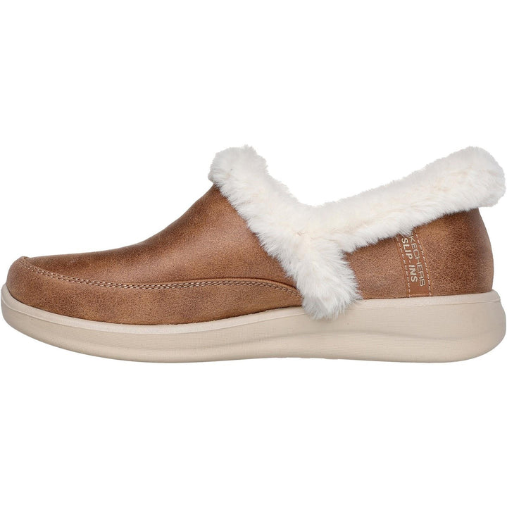 Women's Wide Fit Skechers 168114 Slip-ins Cozy Escape Slippers in Chestnut - Image 1
