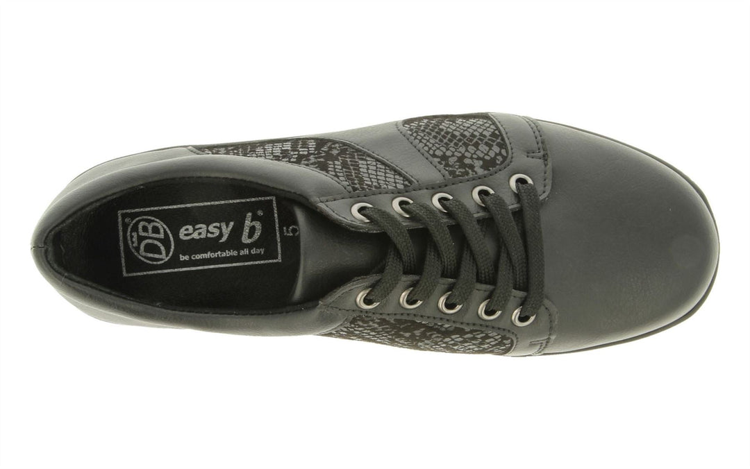 Womens Wide Fit DB Jazz Lace Shoes in Black Synthetic - Image 4