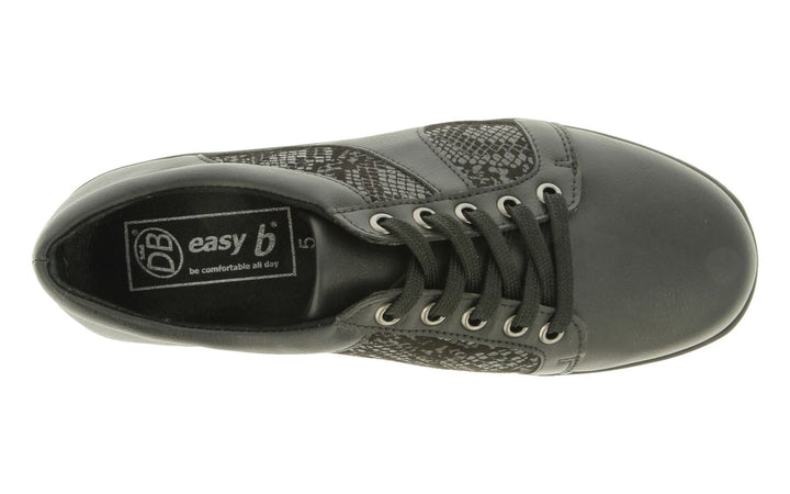 Womens Wide Fit DB Jazz Lace Shoes in Black Synthetic - Image 1