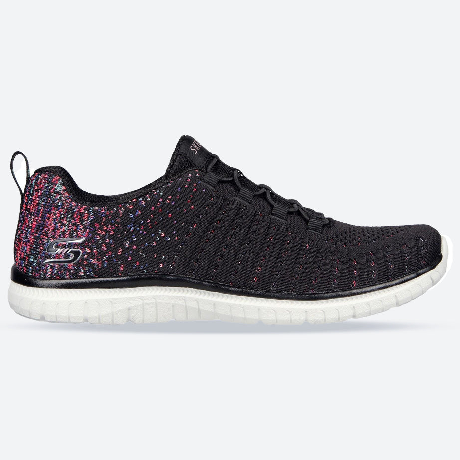 Women's Wide Fit Skechers 104411 Virtue Slip On Shoes in Black/Pink - Image 1