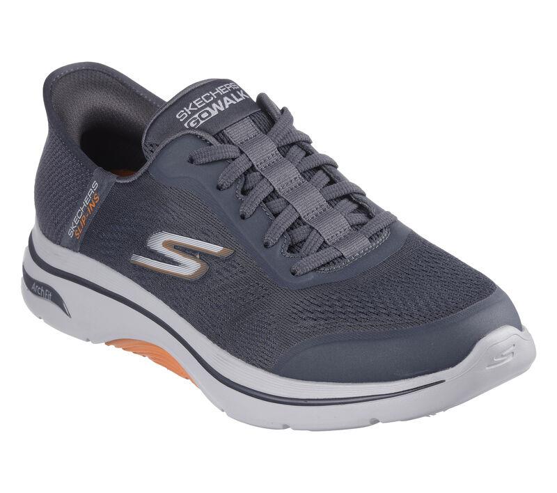Men's Wide Fit Skechers 216602WW Slip-ins Arch Fit 2.0 Simplicity Trainers - EXCLUSIVE in Charcoal/Orange - Image 3