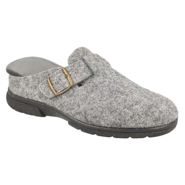 Men's Wide Fit DB Skyfall Mule Buckle Slippers in Navy Felt - Image 1