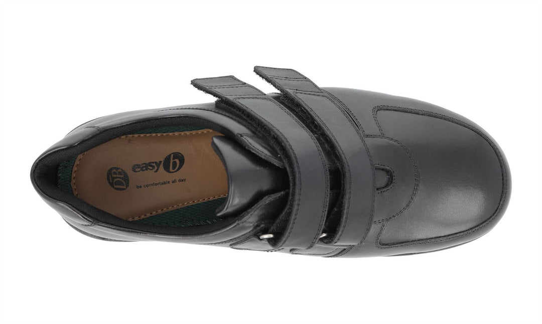 Men's Wide Fit DB Kevin Shoes in Black Leather - Image 5
