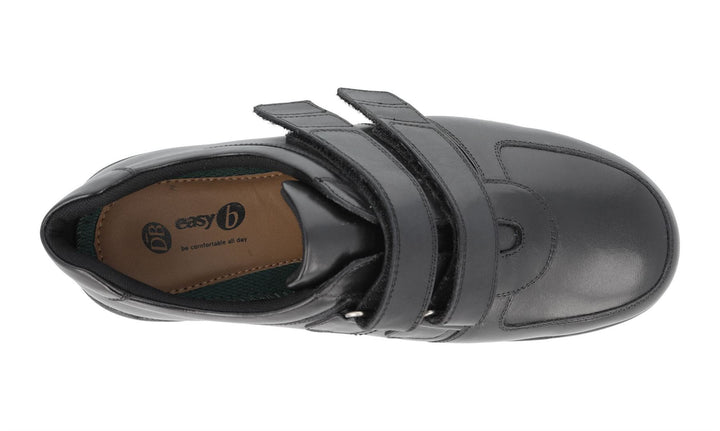 Men's Wide Fit DB Kevin Shoes in Black Leather - Image 1