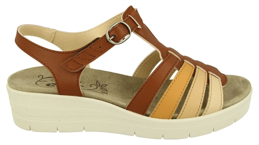 Womens Wide Fit DB Pochard Sandals in Red Multi Synthetic - Image 12