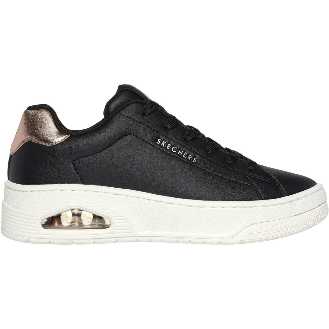 Women's Wide Fit Skechers 177700 Uno Court Courted Air Trainers in Black - Image 2