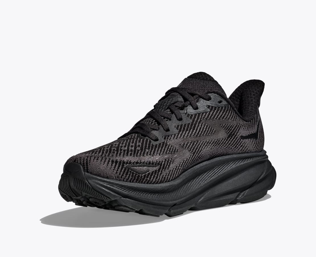 Men's Wide Fit Hoka Clifton 9 Running Trainers in Black - Image 5