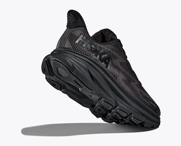 Men's Wide Fit Hoka Clifton 9 Running Trainers in Black - Image 1