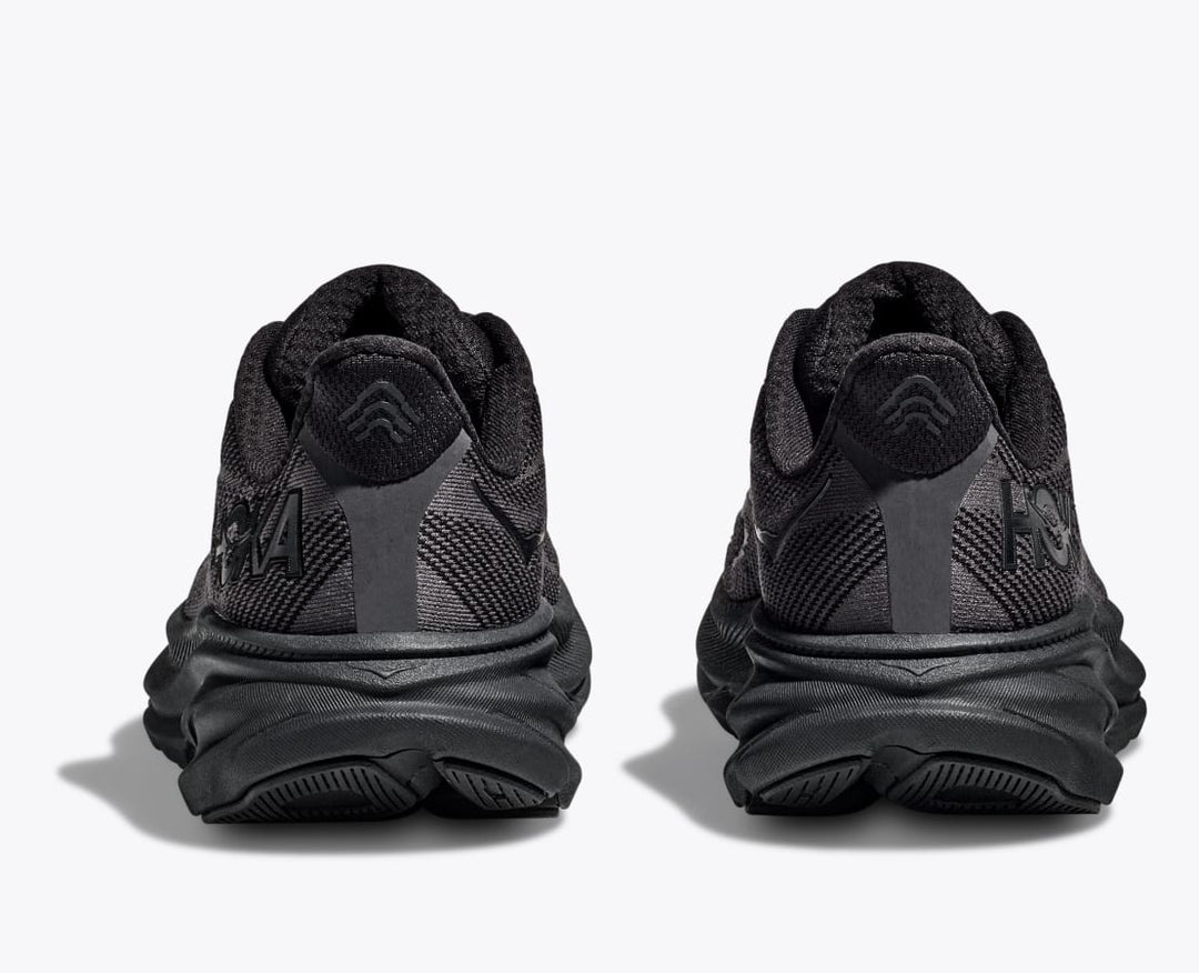 Men's Wide Fit Hoka Clifton 9 Running Trainers in Black - Image 6