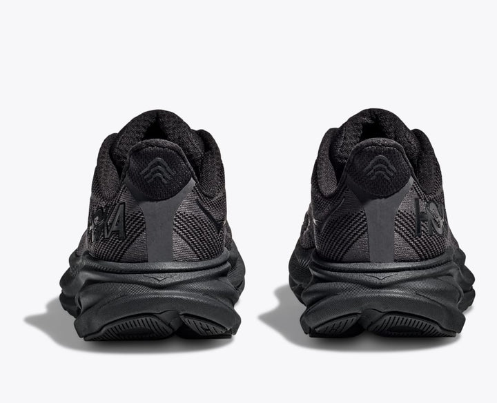 Men's Wide Fit Hoka Clifton 9 Running Trainers in Black - Image 1